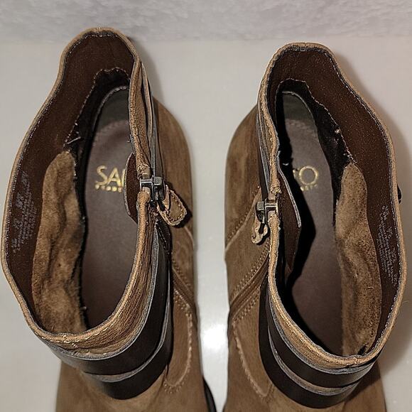 Franco Sarto Linden 2 Whiskey Suede Buckle Moto Booties, 9.5 - Picture 7 of 8